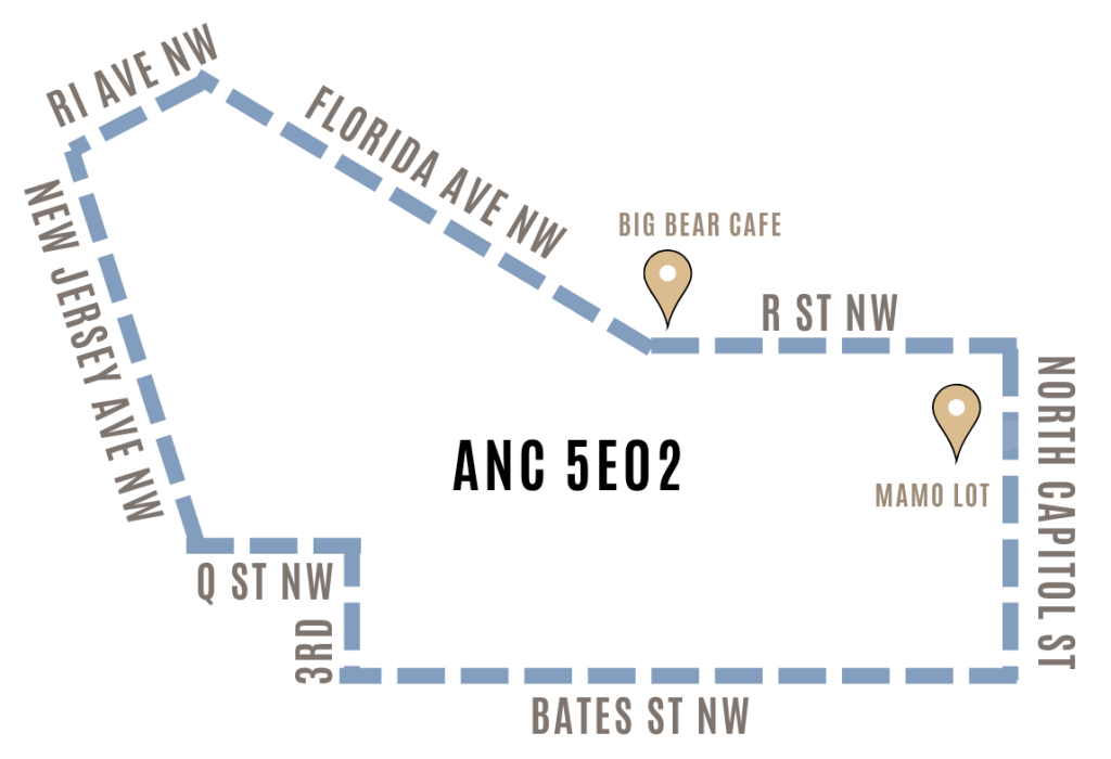 Map of Single Member District 5E02 in Bloomingdale, Washington, DC