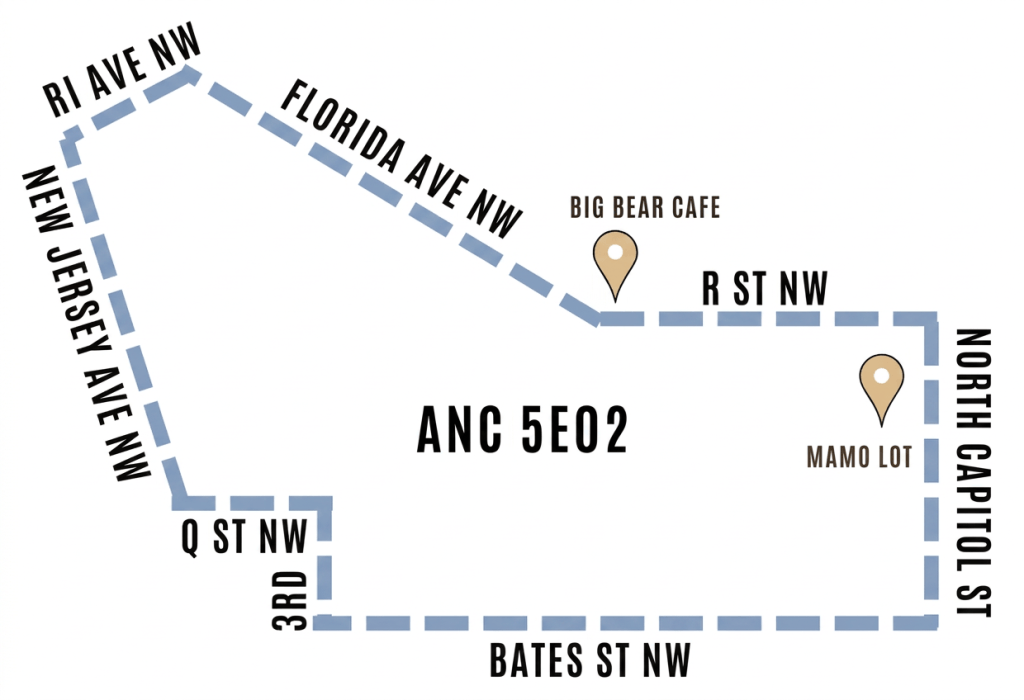 Map of Single Member District 5E02 in Bloomingdale, Washington, DC